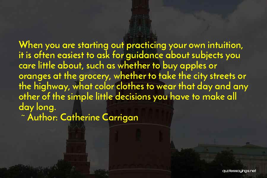 Catherine Carrigan Quotes: When You Are Starting Out Practicing Your Own Intuition, It Is Often Easiest To Ask For Guidance About Subjects You