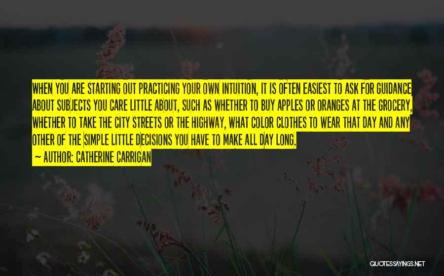 Catherine Carrigan Quotes: When You Are Starting Out Practicing Your Own Intuition, It Is Often Easiest To Ask For Guidance About Subjects You