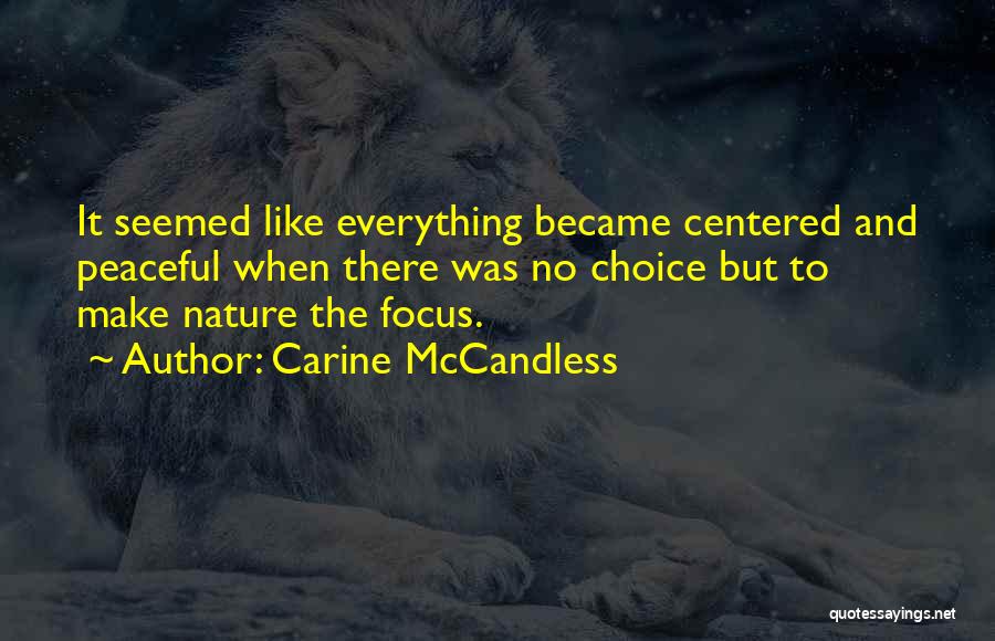 Carine McCandless Quotes: It Seemed Like Everything Became Centered And Peaceful When There Was No Choice But To Make Nature The Focus.