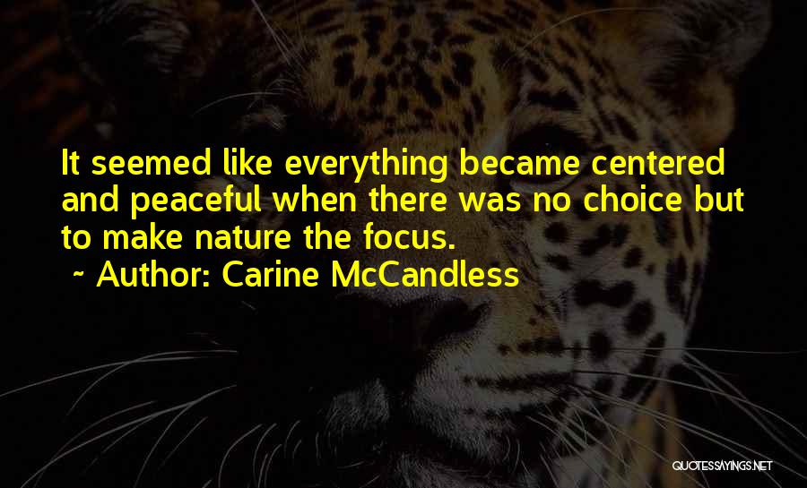 Carine McCandless Quotes: It Seemed Like Everything Became Centered And Peaceful When There Was No Choice But To Make Nature The Focus.