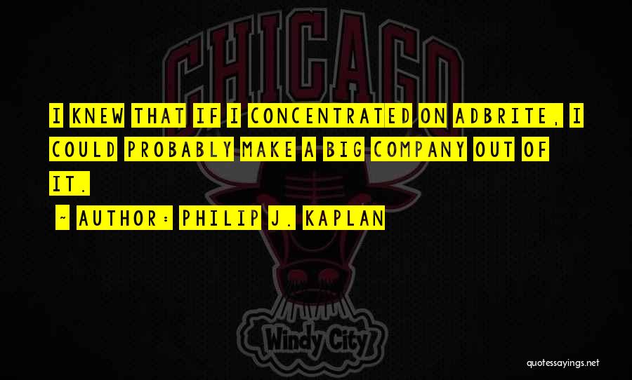 Philip J. Kaplan Quotes: I Knew That If I Concentrated On Adbrite, I Could Probably Make A Big Company Out Of It.