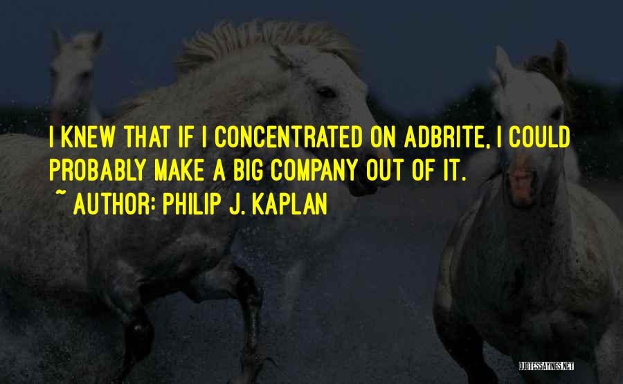 Philip J. Kaplan Quotes: I Knew That If I Concentrated On Adbrite, I Could Probably Make A Big Company Out Of It.