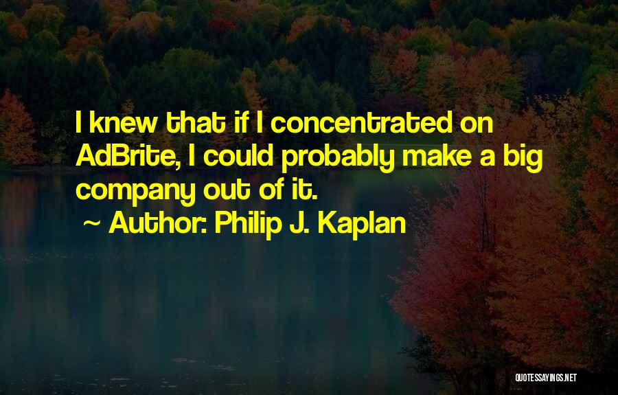 Philip J. Kaplan Quotes: I Knew That If I Concentrated On Adbrite, I Could Probably Make A Big Company Out Of It.