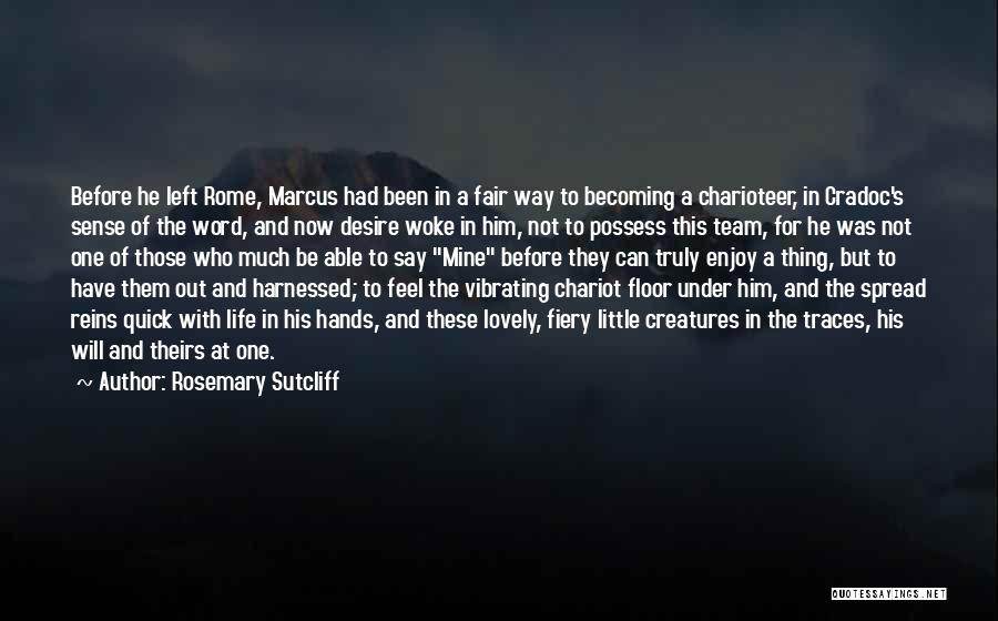 Rosemary Sutcliff Quotes: Before He Left Rome, Marcus Had Been In A Fair Way To Becoming A Charioteer, In Cradoc's Sense Of The