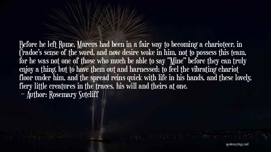 Rosemary Sutcliff Quotes: Before He Left Rome, Marcus Had Been In A Fair Way To Becoming A Charioteer, In Cradoc's Sense Of The