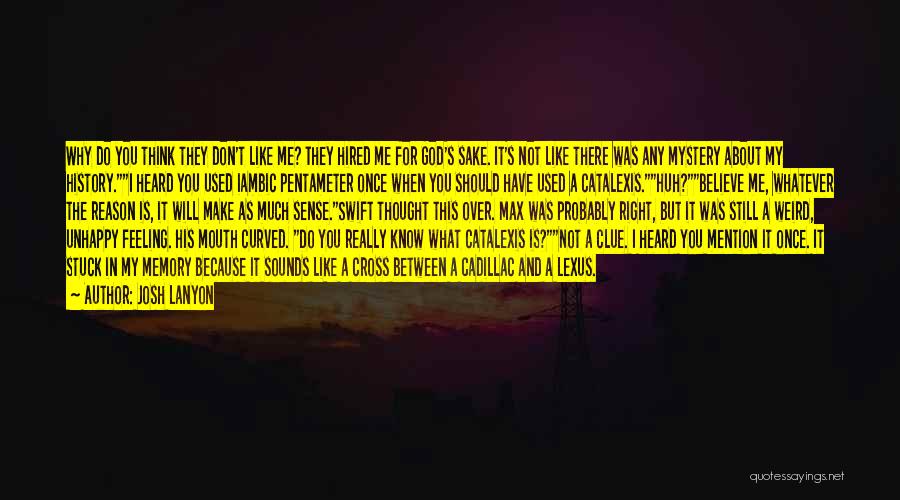 Josh Lanyon Quotes: Why Do You Think They Don't Like Me? They Hired Me For God's Sake. It's Not Like There Was Any