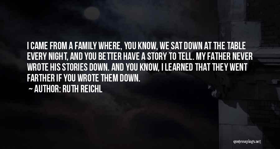 Ruth Reichl Quotes: I Came From A Family Where, You Know, We Sat Down At The Table Every Night, And You Better Have