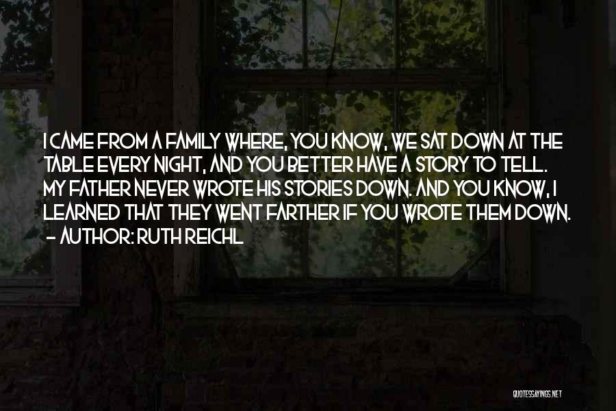 Ruth Reichl Quotes: I Came From A Family Where, You Know, We Sat Down At The Table Every Night, And You Better Have