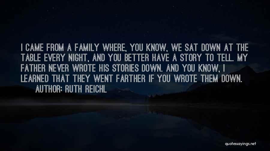 Ruth Reichl Quotes: I Came From A Family Where, You Know, We Sat Down At The Table Every Night, And You Better Have