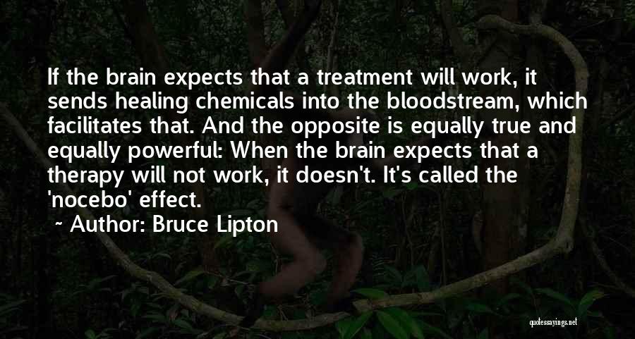 Bruce Lipton Quotes: If The Brain Expects That A Treatment Will Work, It Sends Healing Chemicals Into The Bloodstream, Which Facilitates That. And