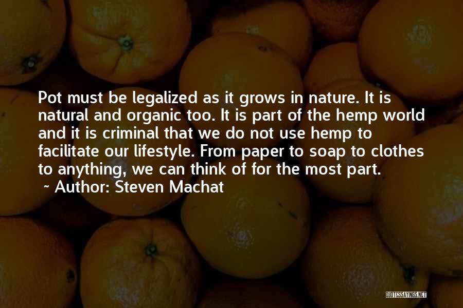 Steven Machat Quotes: Pot Must Be Legalized As It Grows In Nature. It Is Natural And Organic Too. It Is Part Of The
