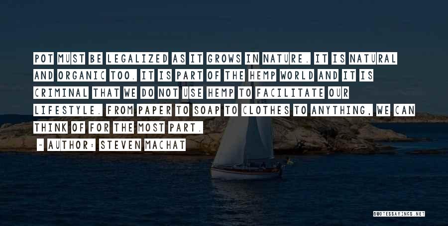 Steven Machat Quotes: Pot Must Be Legalized As It Grows In Nature. It Is Natural And Organic Too. It Is Part Of The