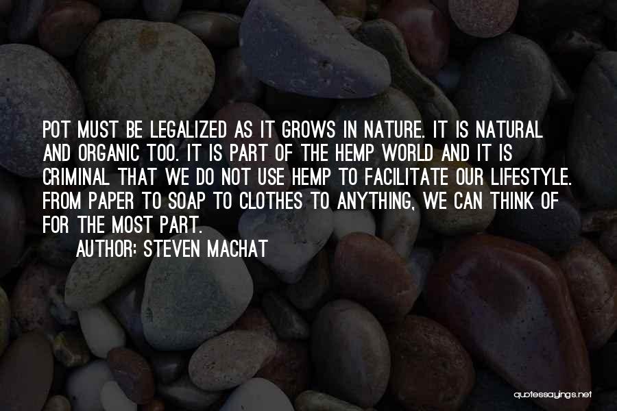 Steven Machat Quotes: Pot Must Be Legalized As It Grows In Nature. It Is Natural And Organic Too. It Is Part Of The