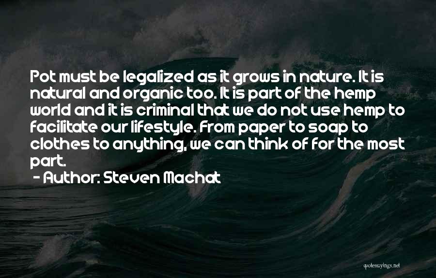 Steven Machat Quotes: Pot Must Be Legalized As It Grows In Nature. It Is Natural And Organic Too. It Is Part Of The