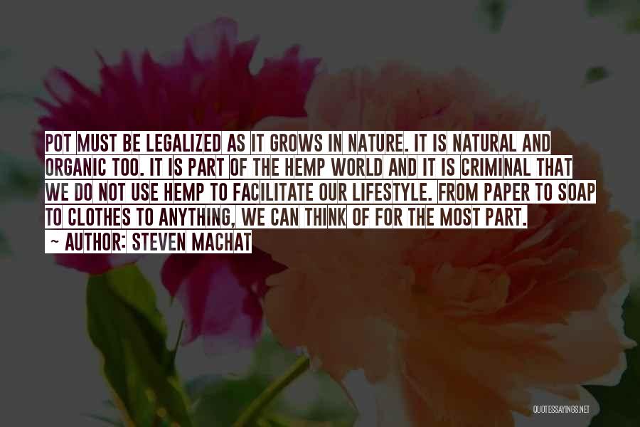 Steven Machat Quotes: Pot Must Be Legalized As It Grows In Nature. It Is Natural And Organic Too. It Is Part Of The