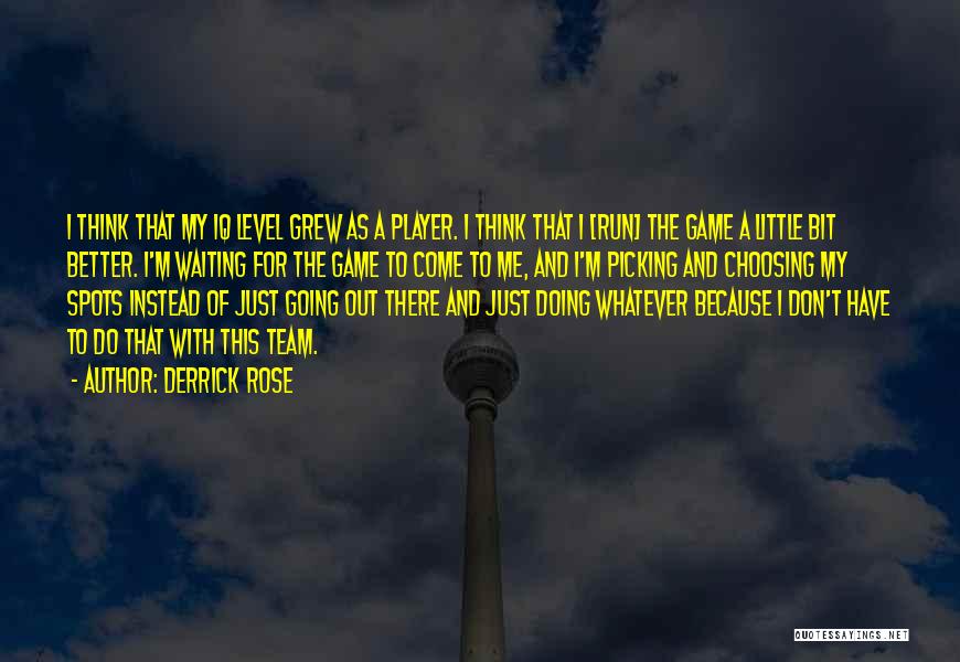 Derrick Rose Quotes: I Think That My Iq Level Grew As A Player. I Think That I [run] The Game A Little Bit