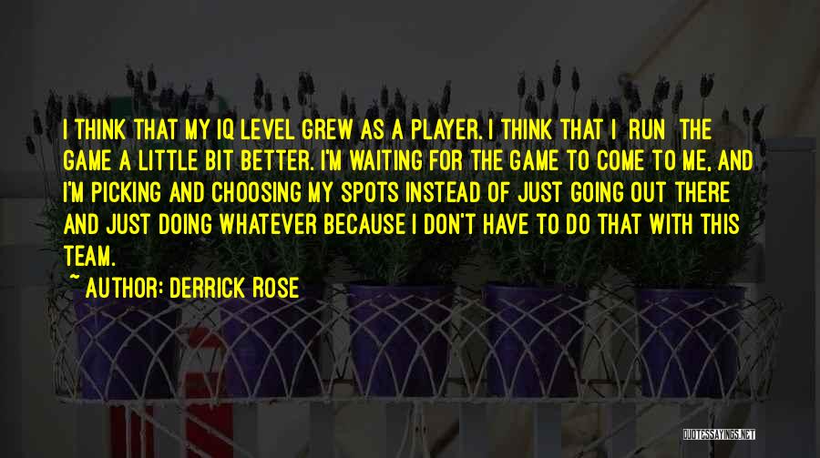 Derrick Rose Quotes: I Think That My Iq Level Grew As A Player. I Think That I [run] The Game A Little Bit