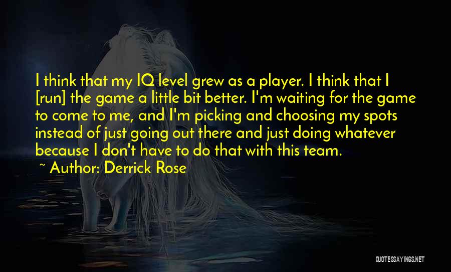 Derrick Rose Quotes: I Think That My Iq Level Grew As A Player. I Think That I [run] The Game A Little Bit