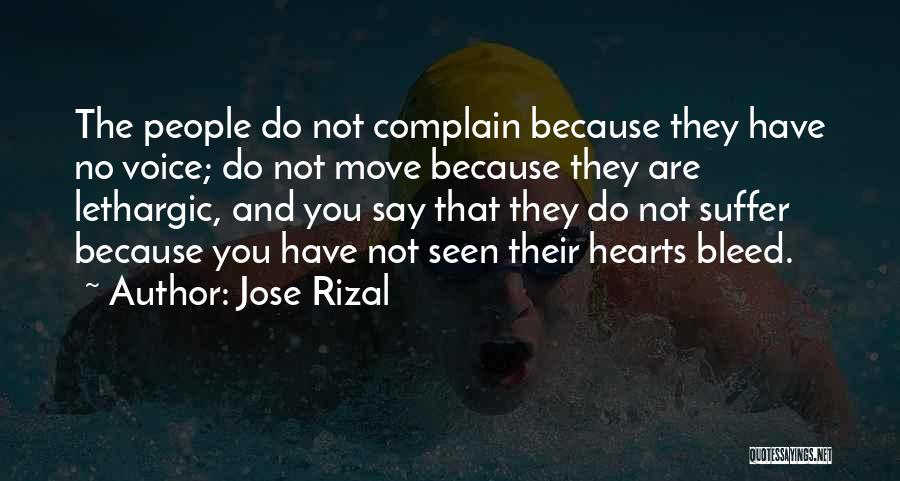 Jose Rizal Quotes: The People Do Not Complain Because They Have No Voice; Do Not Move Because They Are Lethargic, And You Say