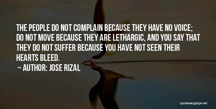 Jose Rizal Quotes: The People Do Not Complain Because They Have No Voice; Do Not Move Because They Are Lethargic, And You Say