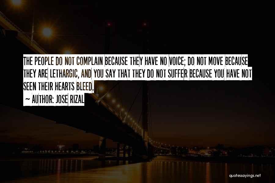 Jose Rizal Quotes: The People Do Not Complain Because They Have No Voice; Do Not Move Because They Are Lethargic, And You Say