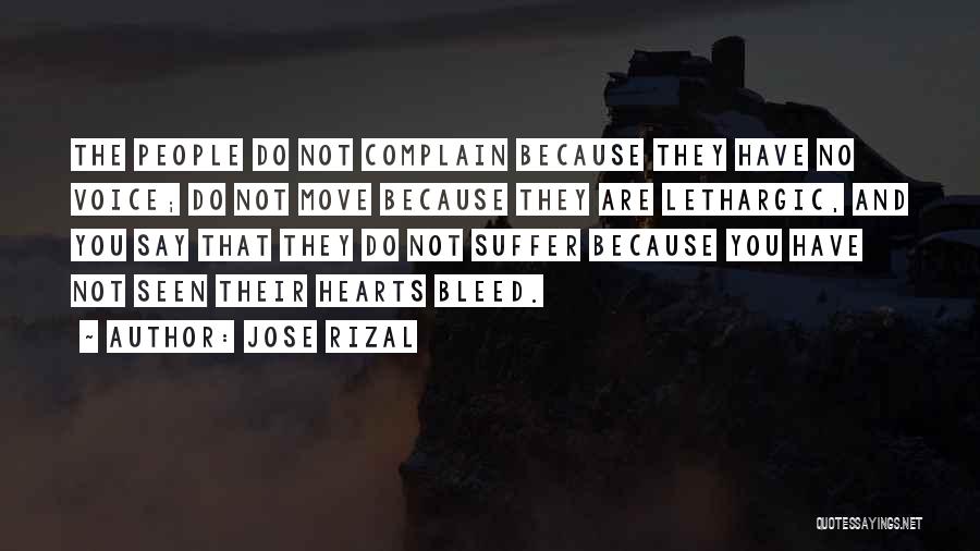 Jose Rizal Quotes: The People Do Not Complain Because They Have No Voice; Do Not Move Because They Are Lethargic, And You Say