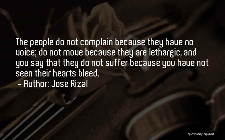 Jose Rizal Quotes: The People Do Not Complain Because They Have No Voice; Do Not Move Because They Are Lethargic, And You Say