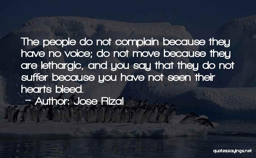 Jose Rizal Quotes: The People Do Not Complain Because They Have No Voice; Do Not Move Because They Are Lethargic, And You Say