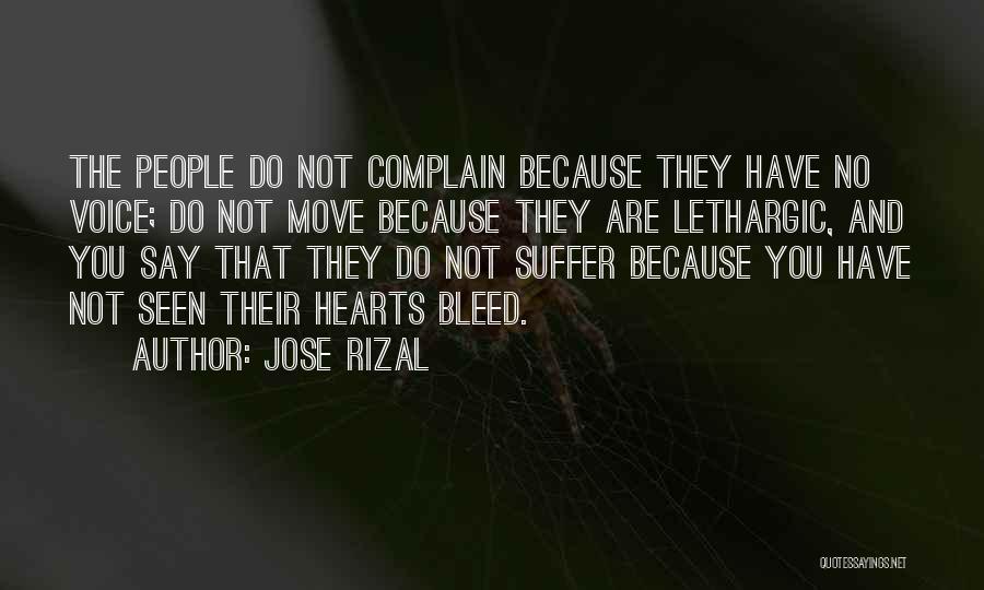 Jose Rizal Quotes: The People Do Not Complain Because They Have No Voice; Do Not Move Because They Are Lethargic, And You Say