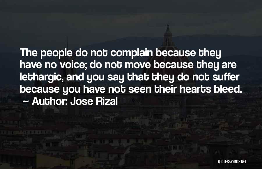 Jose Rizal Quotes: The People Do Not Complain Because They Have No Voice; Do Not Move Because They Are Lethargic, And You Say