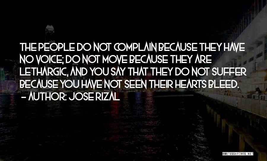 Jose Rizal Quotes: The People Do Not Complain Because They Have No Voice; Do Not Move Because They Are Lethargic, And You Say