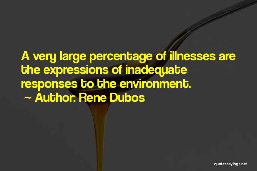 Rene Dubos Quotes: A Very Large Percentage Of Illnesses Are The Expressions Of Inadequate Responses To The Environment.