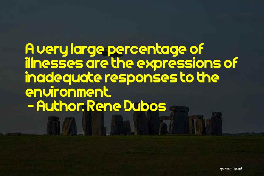 Rene Dubos Quotes: A Very Large Percentage Of Illnesses Are The Expressions Of Inadequate Responses To The Environment.