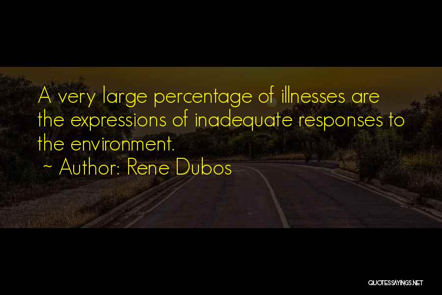 Rene Dubos Quotes: A Very Large Percentage Of Illnesses Are The Expressions Of Inadequate Responses To The Environment.