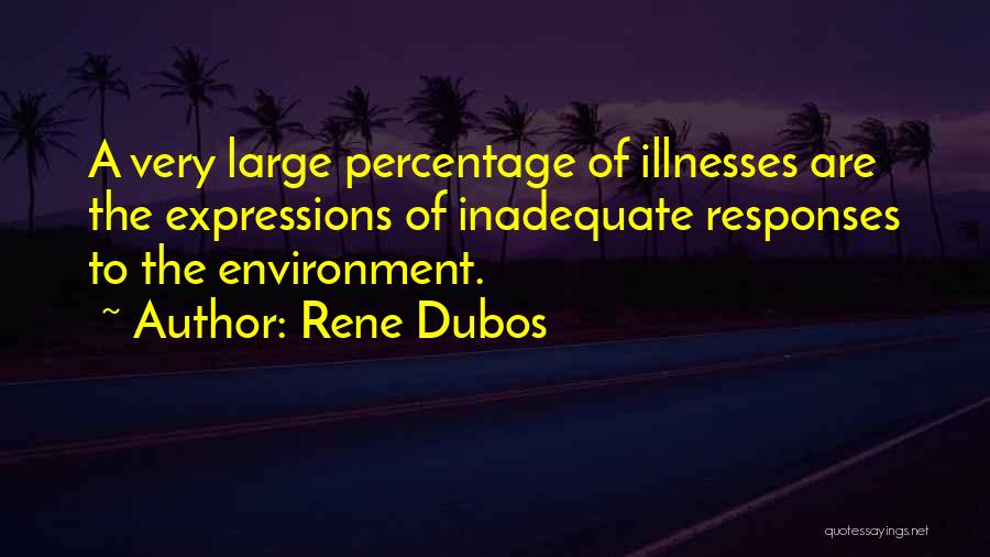 Rene Dubos Quotes: A Very Large Percentage Of Illnesses Are The Expressions Of Inadequate Responses To The Environment.