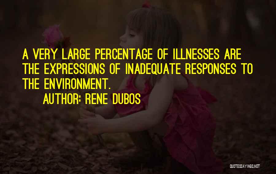 Rene Dubos Quotes: A Very Large Percentage Of Illnesses Are The Expressions Of Inadequate Responses To The Environment.