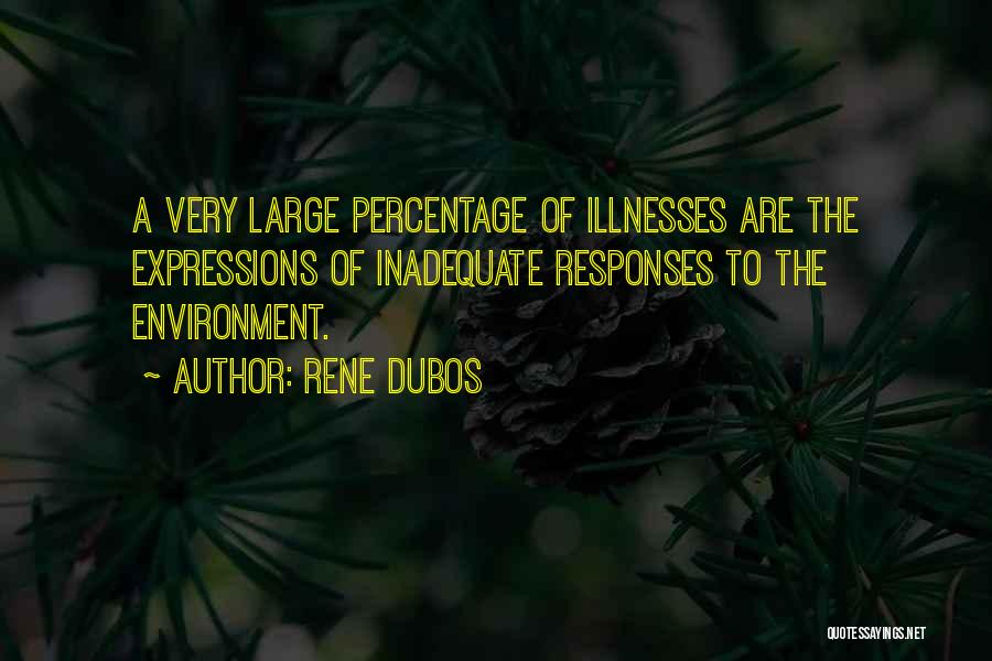 Rene Dubos Quotes: A Very Large Percentage Of Illnesses Are The Expressions Of Inadequate Responses To The Environment.