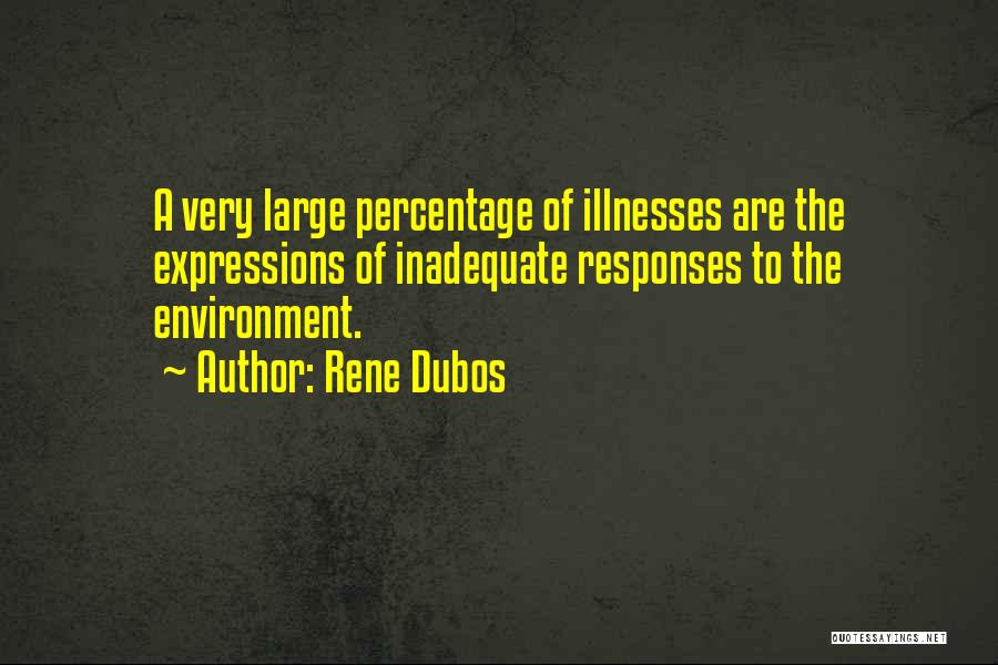 Rene Dubos Quotes: A Very Large Percentage Of Illnesses Are The Expressions Of Inadequate Responses To The Environment.