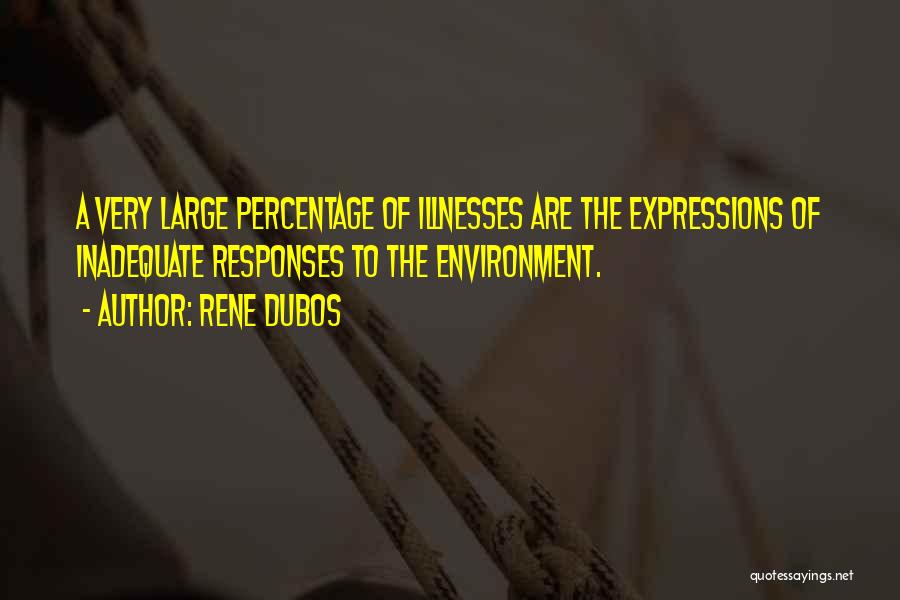 Rene Dubos Quotes: A Very Large Percentage Of Illnesses Are The Expressions Of Inadequate Responses To The Environment.