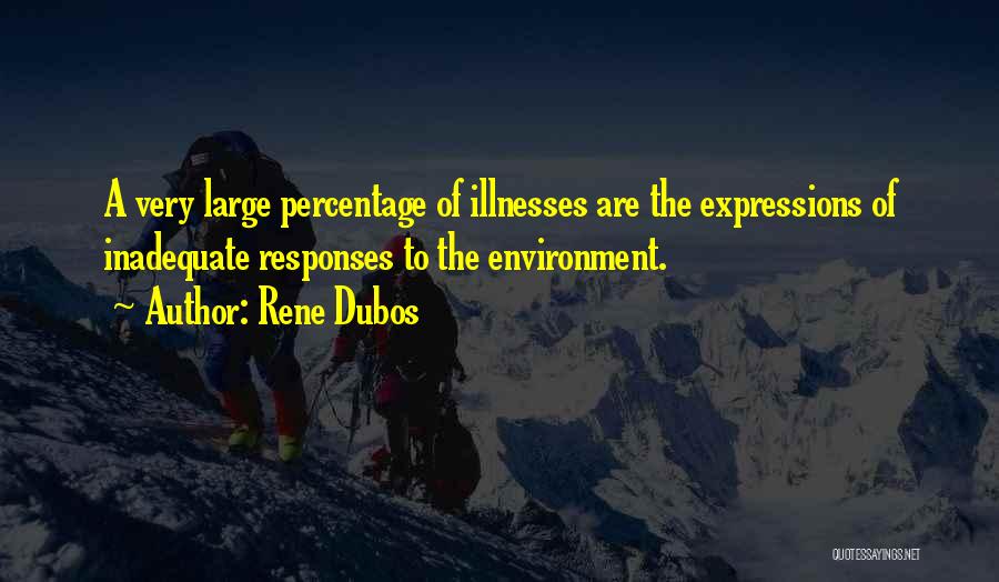Rene Dubos Quotes: A Very Large Percentage Of Illnesses Are The Expressions Of Inadequate Responses To The Environment.