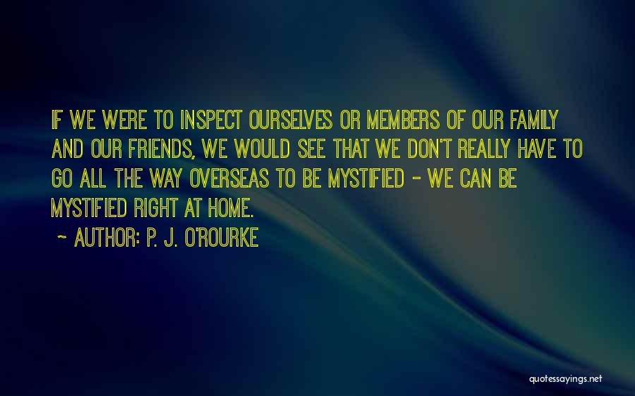 P. J. O'Rourke Quotes: If We Were To Inspect Ourselves Or Members Of Our Family And Our Friends, We Would See That We Don't