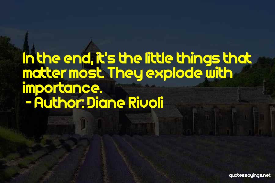 Diane Rivoli Quotes: In The End, It's The Little Things That Matter Most. They Explode With Importance.