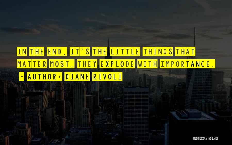 Diane Rivoli Quotes: In The End, It's The Little Things That Matter Most. They Explode With Importance.