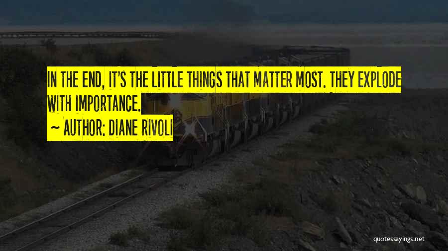 Diane Rivoli Quotes: In The End, It's The Little Things That Matter Most. They Explode With Importance.