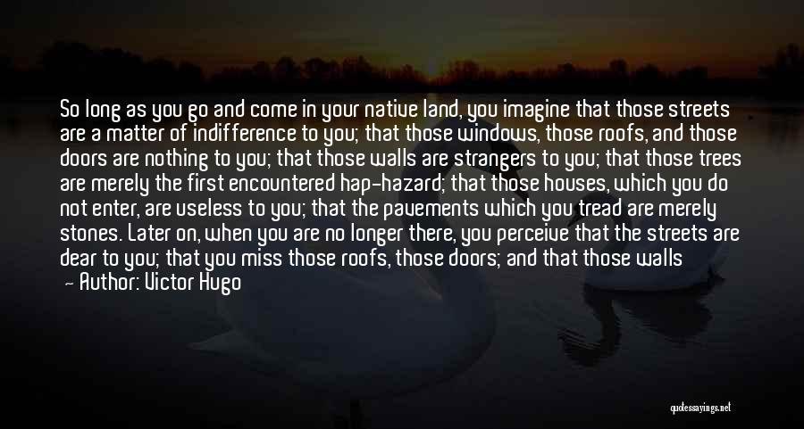 Victor Hugo Quotes: So Long As You Go And Come In Your Native Land, You Imagine That Those Streets Are A Matter Of