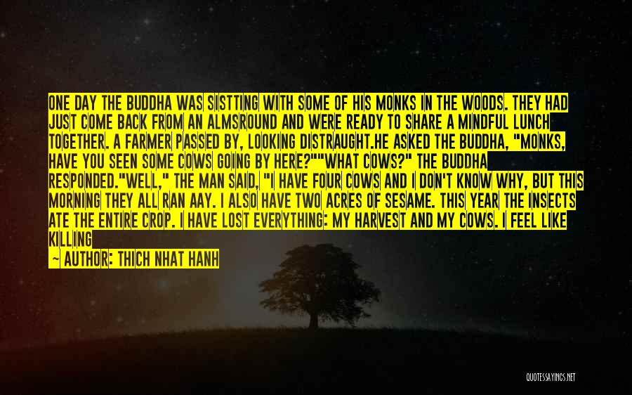 Thich Nhat Hanh Quotes: One Day The Buddha Was Sistting With Some Of His Monks In The Woods. They Had Just Come Back From