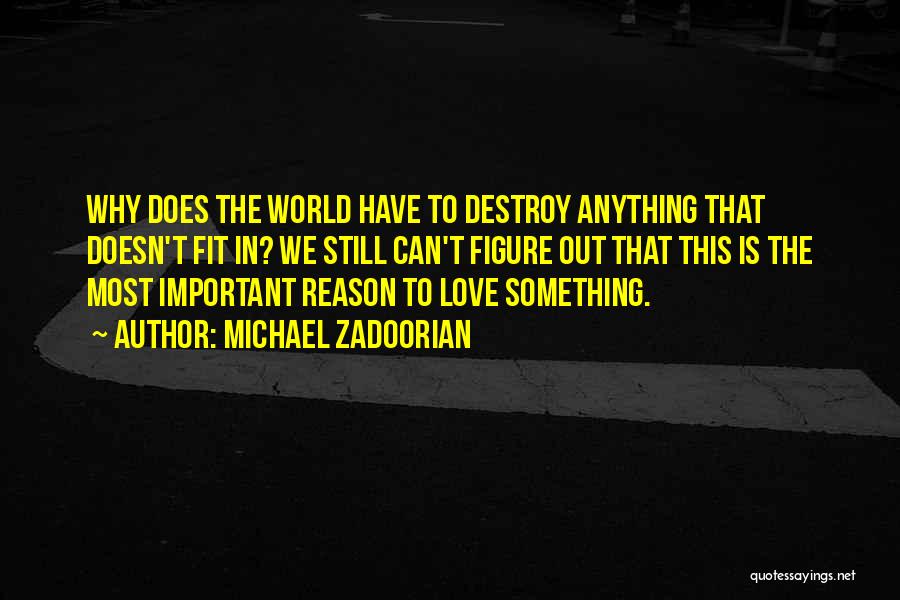 Michael Zadoorian Quotes: Why Does The World Have To Destroy Anything That Doesn't Fit In? We Still Can't Figure Out That This Is