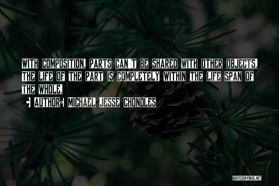 Michael Jesse Chonoles Quotes: With Composition, Parts Can't Be Shared With Other Objects. The Life Of The Part Is Completely Within The Life Span