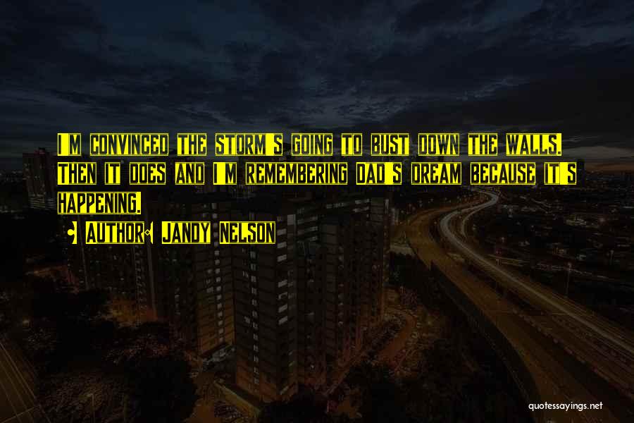 Jandy Nelson Quotes: I'm Convinced The Storm's Going To Bust Down The Walls. Then It Does And I'm Remembering Dad's Dream Because It's