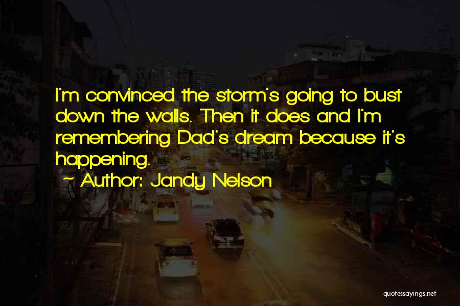 Jandy Nelson Quotes: I'm Convinced The Storm's Going To Bust Down The Walls. Then It Does And I'm Remembering Dad's Dream Because It's